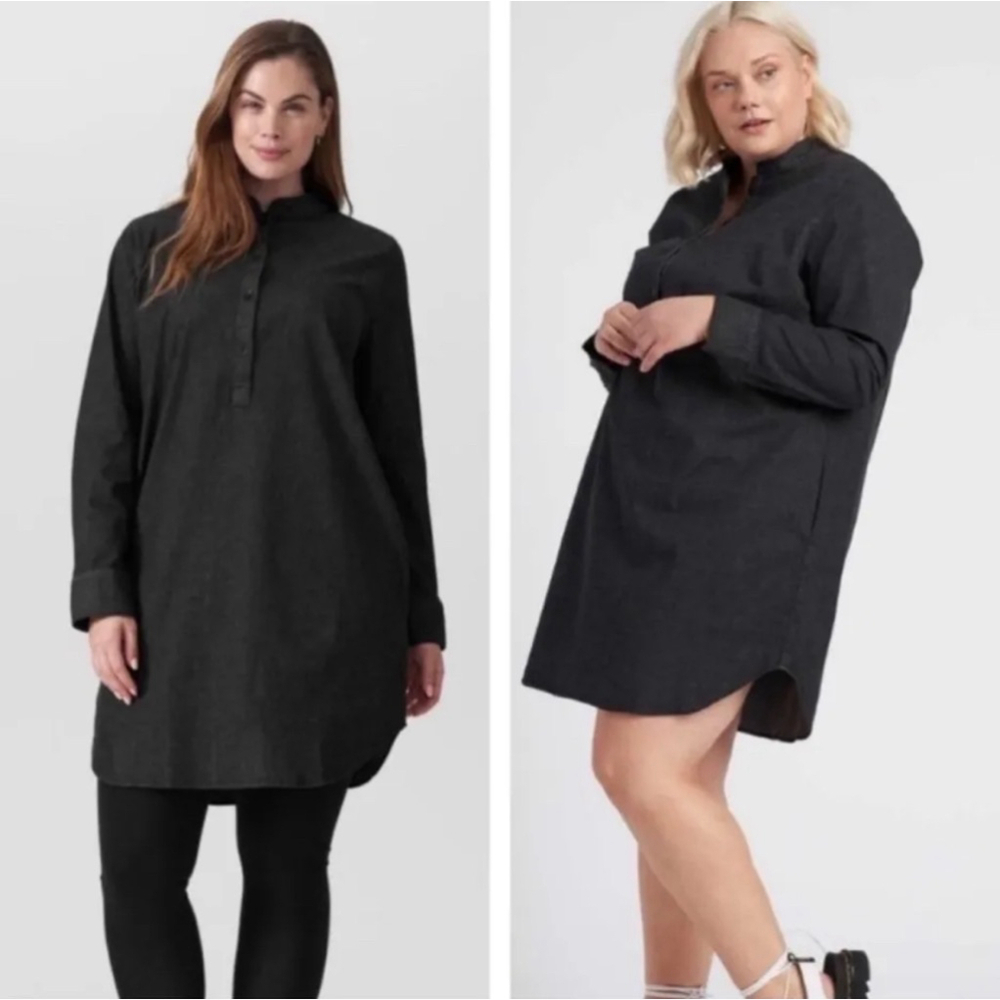 Universal Standard black denim Hannah shirt dress size small 14/16